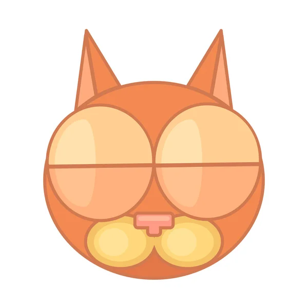 Cartoon macska arc ikon csukott szemmel és kontúr. — Stock Vector