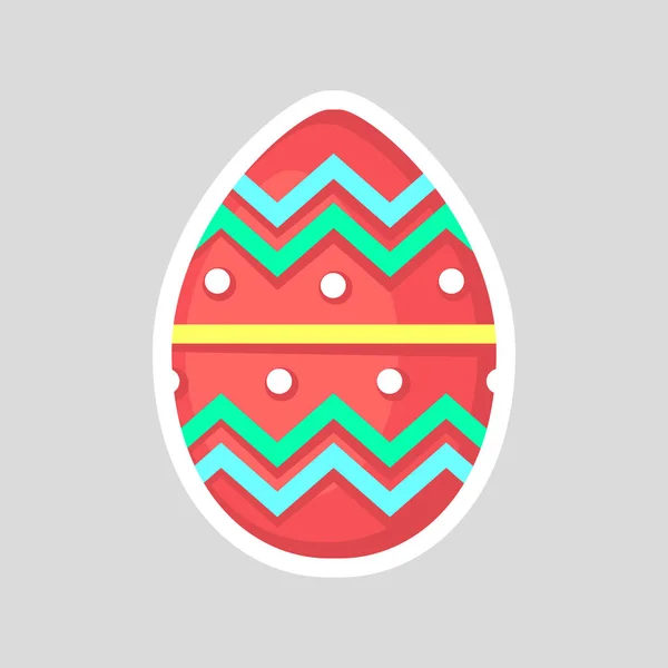 Jajko Wielkanocne Czerwony Białym Tle Szarym Tle Pomiarowej Biały Kontur — Wektor stockowy