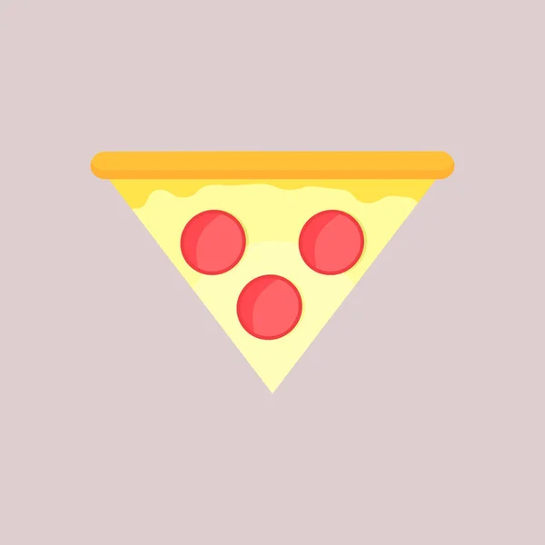 Rebanada triangular de pizza de queso con salchicha de salami . — Vector de stock