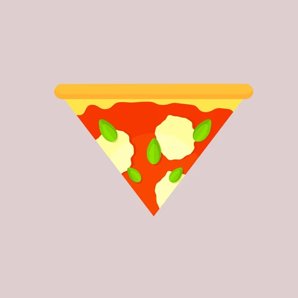 Driehoekige segment van de oorspronkelijke margarita pizza. — Stockvector