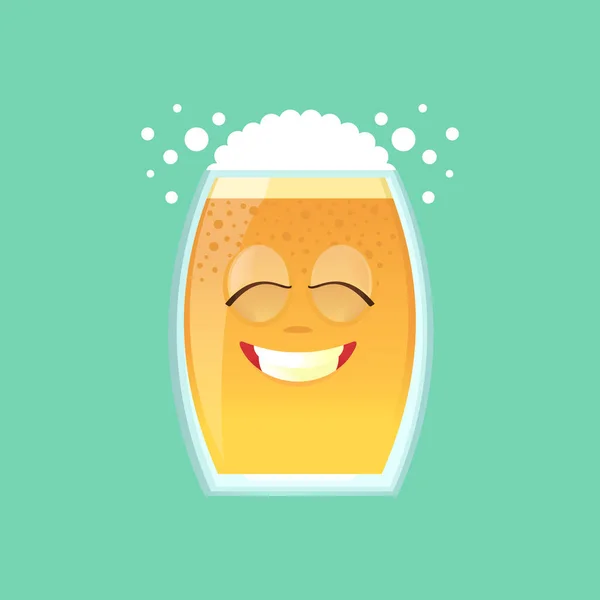 Teken glas met bier, schuim en bubbels. — Stockvector