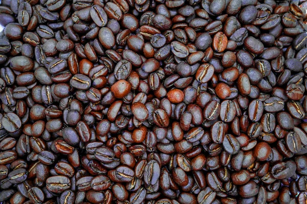 Many Brown Roasted Coffee Beans Background — Stock Photo, Image