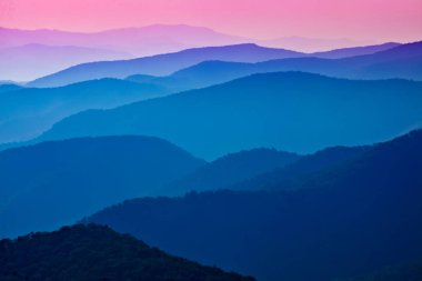Blue ridge parkway sunset and pink sky clipart