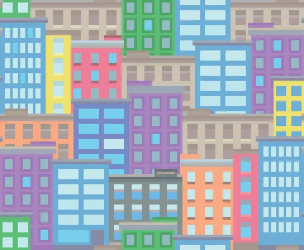 Απρόσκοπτη πόλη πόλη pixel art φόντο — Διανυσματικό Αρχείο