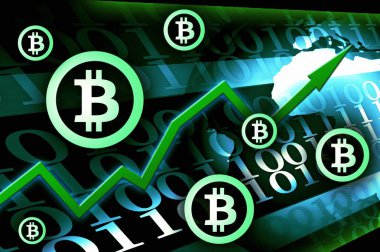 Bitcoin para birimi büyüme - kavram haber modern arka plan illüstrasyon