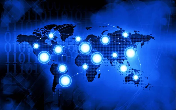 Παγκόσμιο δίκτυο επιχειρήσεων μπλε φόντο — Φωτογραφία Αρχείου