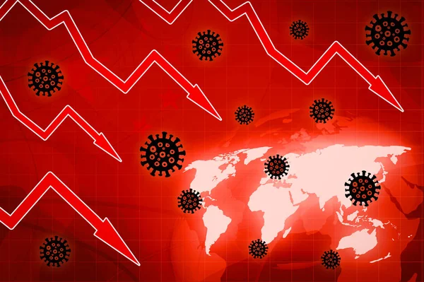 China economy crisis corona virus background illustration