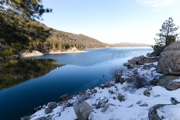 Big Bear Lake Après Une Chute Neige Hivernale — Photo