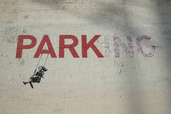 Banksy Ursprungliga Parkering Street Art Los Angeles — Stockfoto