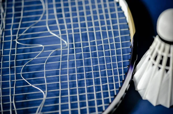 Close Badminton Ausência Raquete Badminton Shuttle Galo — Fotografia de Stock