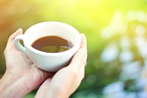 Koffie Ochtend Een Kop Cappuccino Houten Tafel Café Coffeeshop — Stockfoto