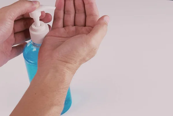 Alkol Jöleli Plastik Şişe Pompası Dezenfektanı Antibakteriyel Jel Alkol Masajı — Stok fotoğraf