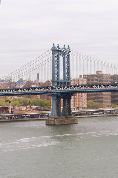 Part of Manhattan bridge seen from Brooklyn bridge