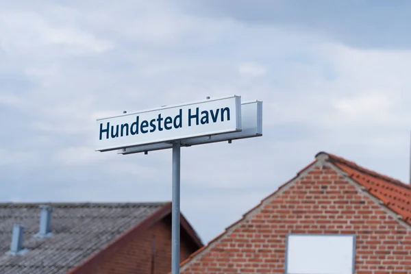 Street name shield in denmark — Stock Photo, Image