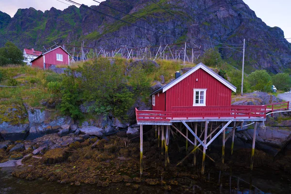 Casas típicas noruegas rojas — Foto de Stock