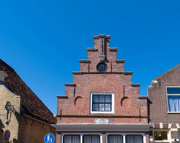 Fachadas Casas Monumentales Dos Aguas Pueblo Holandés Enkhuizen — Foto de Stock