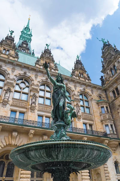 Courtyard Famous Hamburg City Hall Decorated Hygieia Fountain Hygieia Goddess — Stock Photo, Image