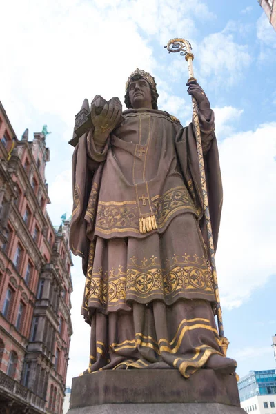 Estatua San Angsar Arzobispo Ansgar Von Hamburg Bremen Fundador Catedral —  Fotos de Stock