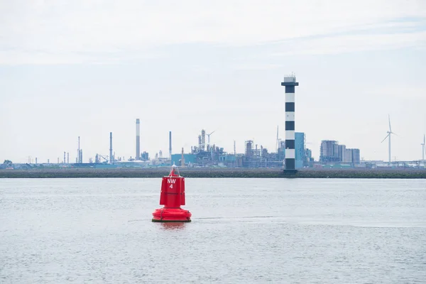 Czerwona Boja Nawigacyjna New Water Way Nieuwe Waterweg Dostęp Portu — Zdjęcie stockowe