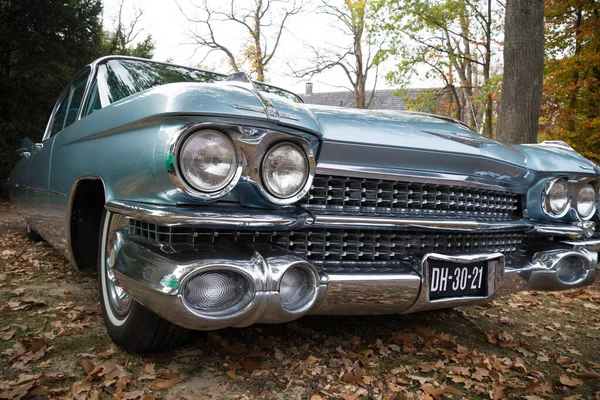 Usselo Netherlands October 2018 Front View Blue Cadillac Sedan Ville — Stock Photo, Image