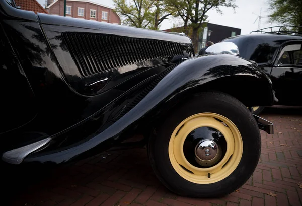 Usselo Niderlandy Październik Października 2018 Vintage Czarny Samochód Spotkaniu Klasycznych — Zdjęcie stockowe
