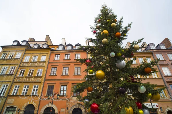 Warsaw Polonia Diciembre 2018 Árbol Navidad Casco Antiguo Capital Polaca —  Fotos de Stock