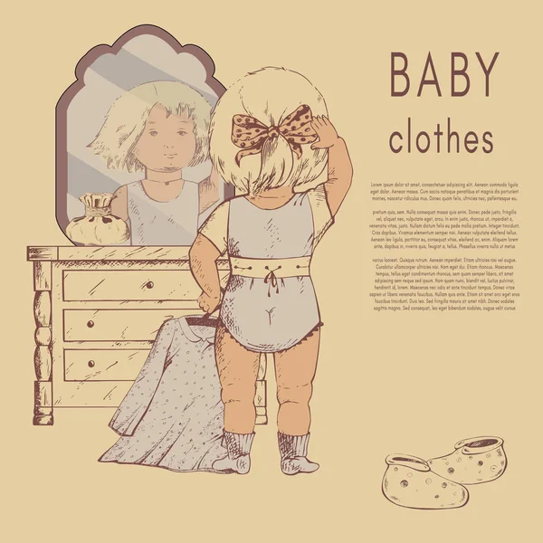 Διανυσματική σχεδίαση με το χέρι που τα ρούχα του μωρού — Διανυσματικό Αρχείο