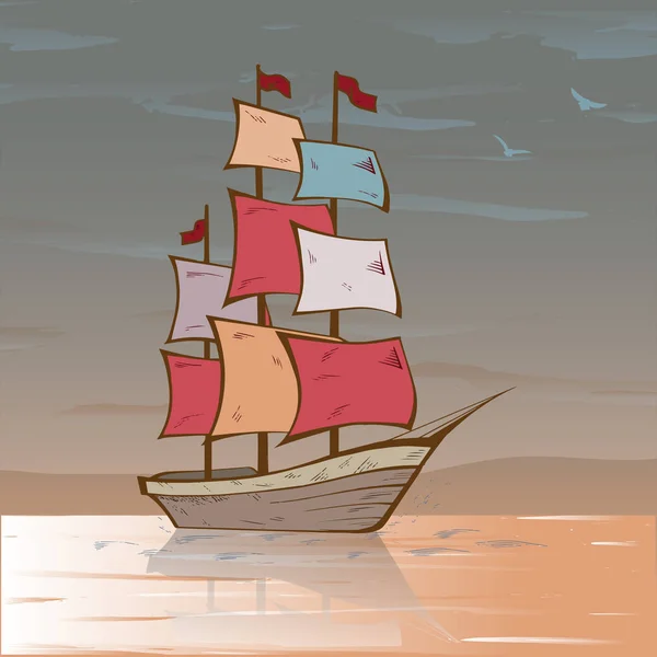 Segelschiff um die Welt — Stockvektor