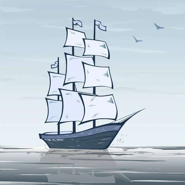 Segelschiff um die Welt — Stockvektor