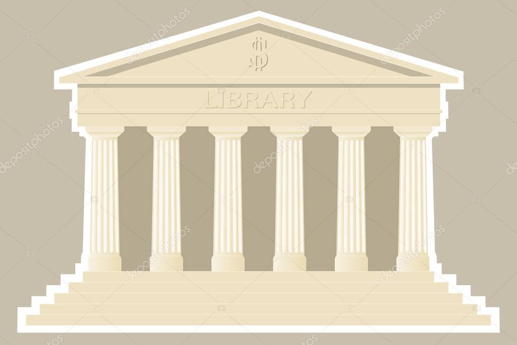 Icons of buildings with columns