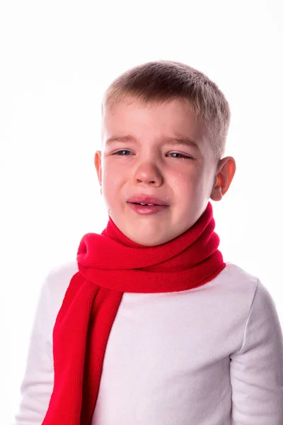 Llora, grita al niño por dolor. Las emociones fuertes del muchacho . — Foto de Stock