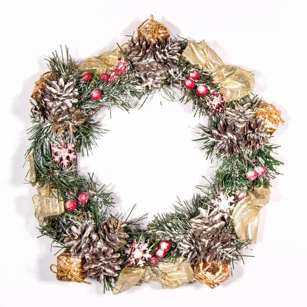 Snowbound Christmas Wreath Holiday Fir Tree Toy Berries Gift Mag Stock Picture