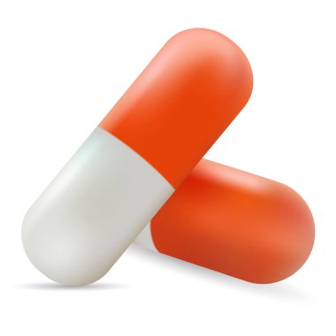 Hap ve tablet, ilaç, ilaç, kapsül. Sağlık. Tıbbi illüstrasyon izole beyaz bir arka plan üzerinde. Gerçekçi vektör çizim.