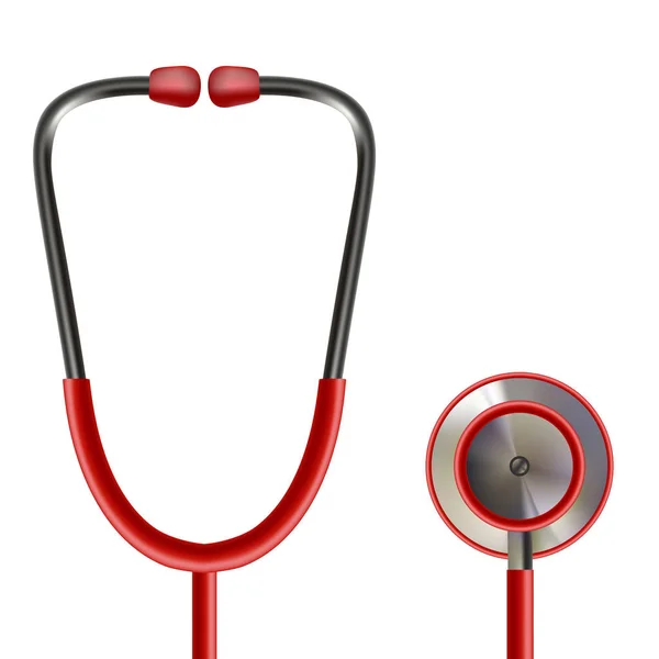 Koncepcja wektor zdrowie Opieka z stetoskop. Opieka medyczna zdrowie i diagnoza z stetoskop sprzęt medycyna na białym tle na białym tle. Ilustracja wektorowa realistyczne. — Wektor stockowy