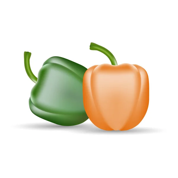 Διάνυσμα σύνολο χρώματος κίτρινο πράσινο γλυκό Βουλγαρικά πιπεριές, πάπρικα απομονωθεί σε λευκό φόντο. — Διανυσματικό Αρχείο