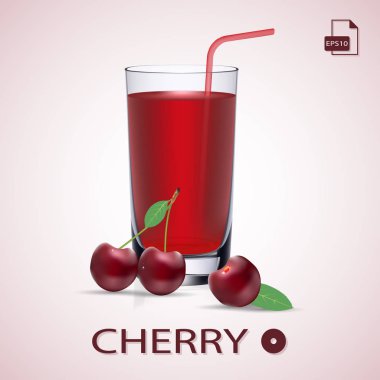 Vişne suyu ve taze olgun çilek bir arka plan üzerinde izole.