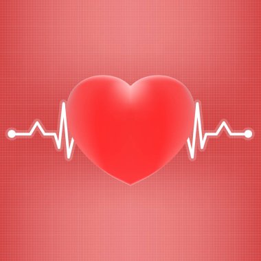 Üzerinde bir arka plan üzerinde izole Ekg kalp ve kalp yendi. Gerçekçi vektör çizim.