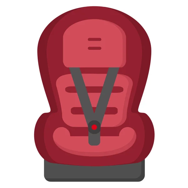 Assento de carro de bebê preto e vermelho, vista frontal isolada em um fundo branco. Ilustração vetorial . — Vetor de Stock
