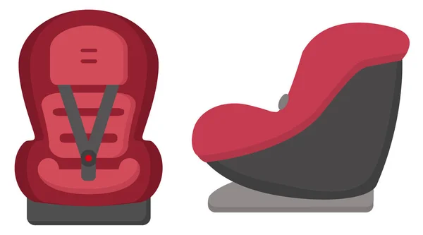 Black And Red Baby Car Seat. Front And Side Views Isolated On A White Background. Vector Illustration. — Stock Vector