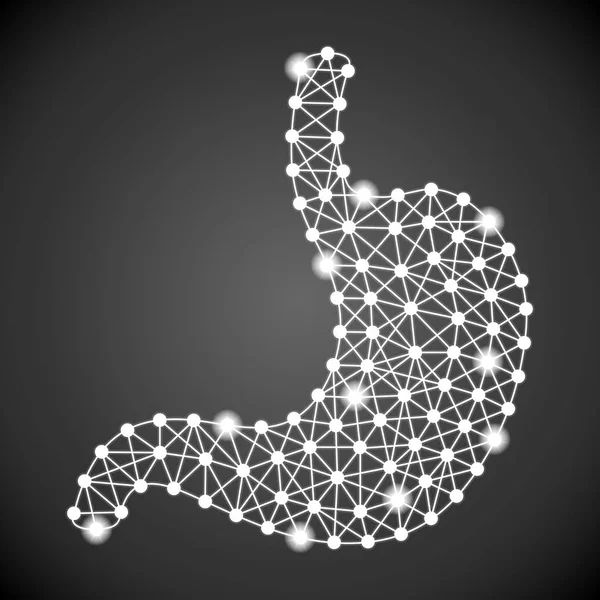 İnsan mide siyah bir arka plan üzerinde izole. Vektör çizim.