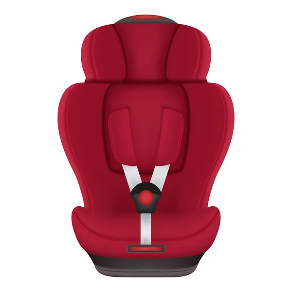 赤い子供のカーシートは、白い背景で隔離。現実的なベクトル図. — ストックベクタ