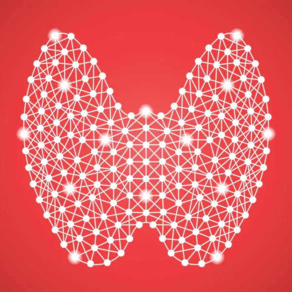 La tiroides humana aislada sobre un fondo rojo. Ilustración vectorial . — Vector de stock