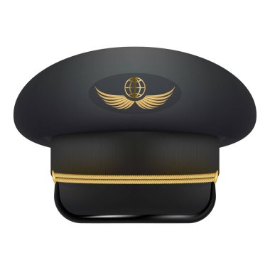 Pilot için profesyonel tek biçimli kap. Beyaz bir arka plan üzerinde izole headdress sivil uçak pilotları. Vektör çizim.