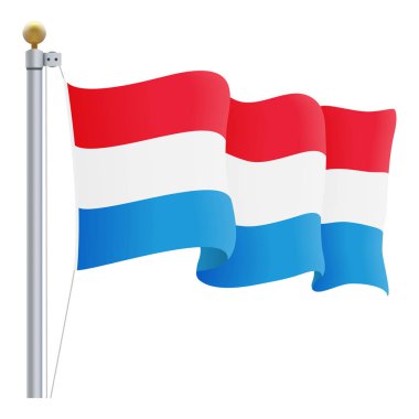 Beyaz bir arka plan üzerinde izole Lüksemburg bayrağı sallayarak. Vektör çizim.