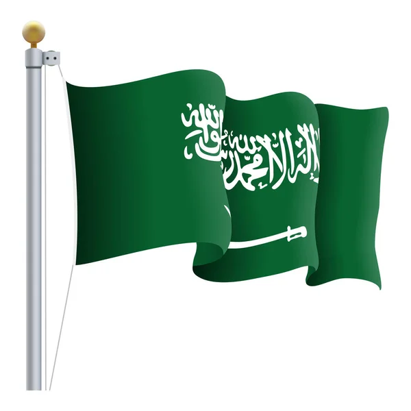 Auf weißem Hintergrund vereinzelt saudi-arabische Flaggen schwenken. Vektorillustration. — Stockvektor