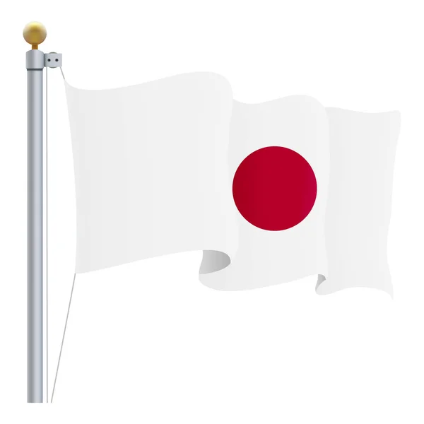 Schwenkt die japanische Flagge isoliert auf weißem Hintergrund. Vektorillustration. — Stockvektor
