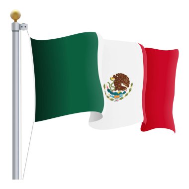 Waving Mexico Flag Isolated On A White Background. Vector Illustration. vector Waving Mexico Flag Isolated On A White Background. Vector Illustration. vector