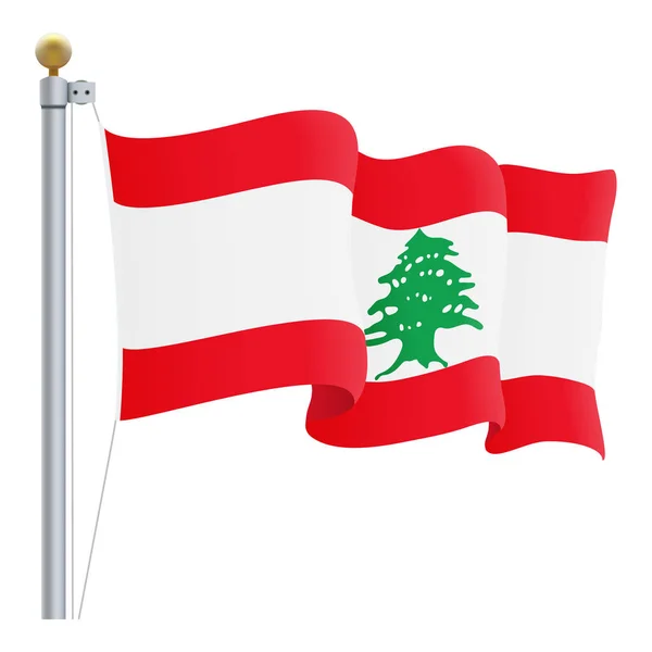 Viftar Libanon flagga isolerad på en vit bakgrund. Vektorillustration. — Stock vektor