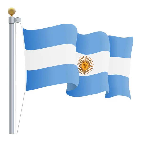 Ondeando bandera argentina aislada sobre un fondo blanco. Ilustración vectorial . — Vector de stock