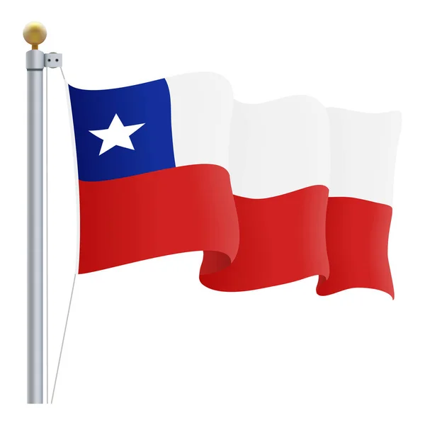 Sventolando la bandiera cilena isolata su sfondo bianco. Illustrazione vettoriale . — Vettoriale Stock